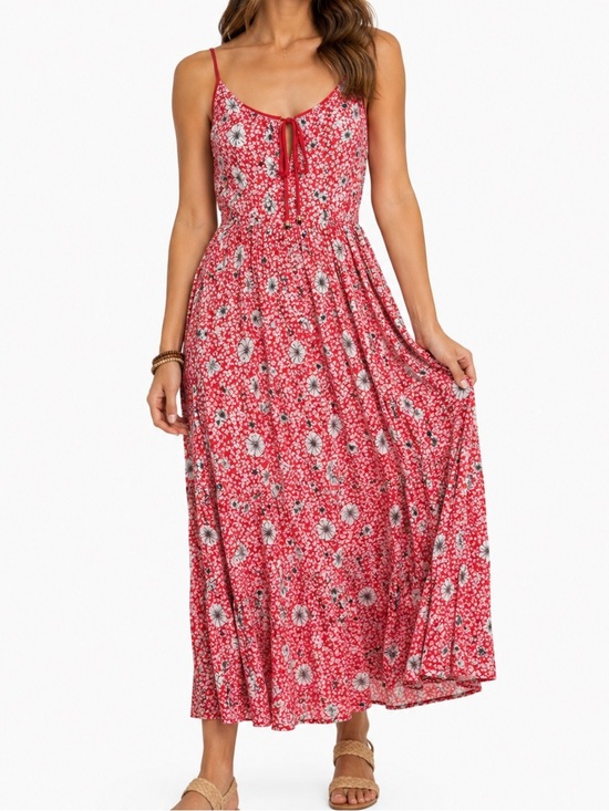 For The Republic Dresses & Skirts - For The Republic Floral Flowy Maxi Dress XL Pink Coral Rayon Lined Feminine Boho